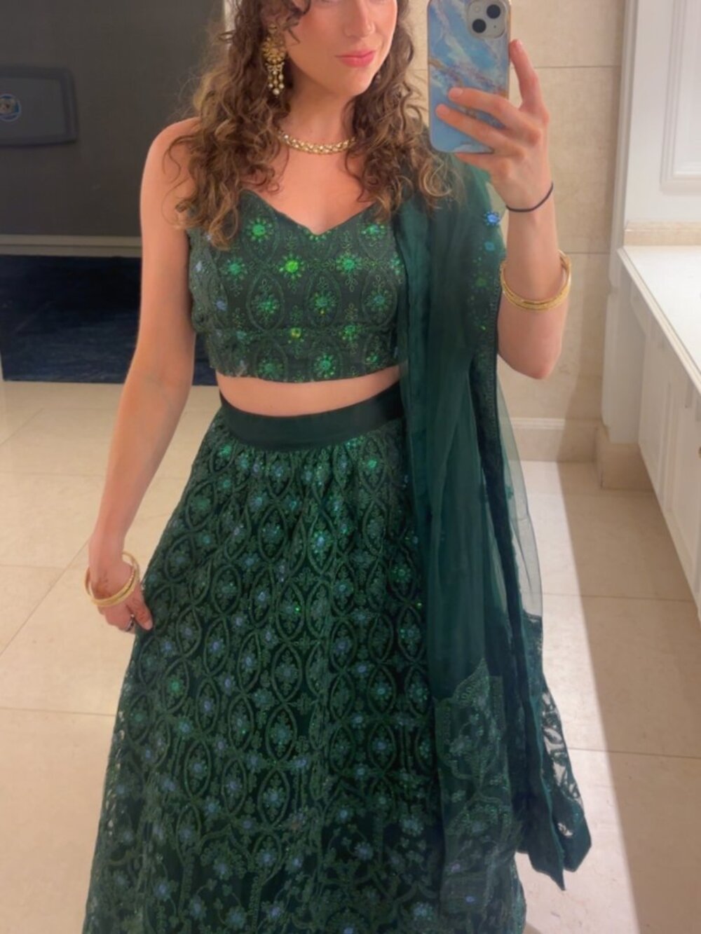 Sparkly Green Lehenga - Small